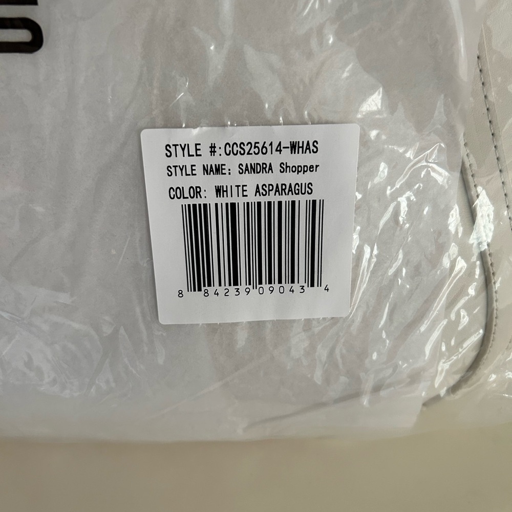 NWT Cavalli Class Sandra Shopper Tote Bag White Asparagus with Gold Hardware - Picture 3 of 14